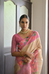 Pink color soft silk saree with pichwai printed work