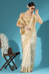 Off white color aasam silk saree with zari weaving work