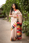 Off white color tussar silk saree saree with digital printed work